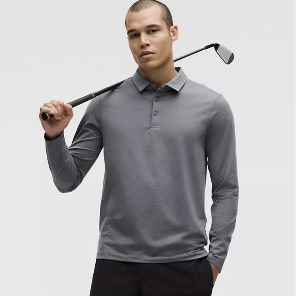 Lululemon Evolution Polo Shirt Mens XS Gray Stretch Performance Golf Long Sleeve